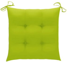Cadeiras jardim c/ almofadões verde brilhante 6 pcs teca maciça
