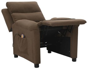 Poltrona de massagens reclinável tecido castanho