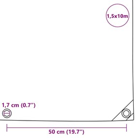 Lona 650 g/m² 1,5x10 m cinzento