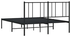 Estrutura de cama com cabeceira 135x190 cm metal preto
