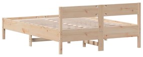 Estrutura de cama com cabeceira 160x200 cm pinho maciço