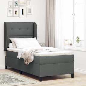 Cama Box Spring com Colchão vidaXL Cinza Escuro 80x200 cm Tecido