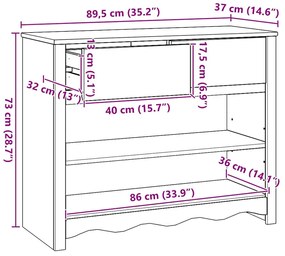 Mesa de Consola vidaXL "DRAMMEN" 89,5x37x73 cm Madeira Sólida de Pinhe