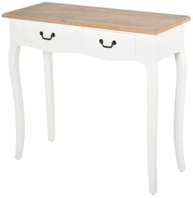 HOMCOM Mesa Consola Mesa Auxiliar com 2 Gavetas para Entrada Corredor Sala de Estar 87x34x78,5cm Branco e Madeira
