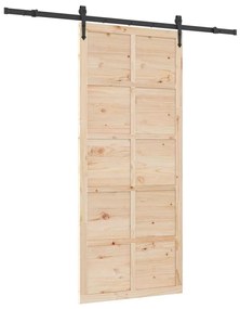 Porta Deslizante Castanho 90 x 208 cm Madeira de pinho maciça