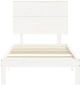 Cama sem colchão 100x200 cm madeira de pinho maciça branco