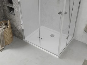 Mexen Lima Duo cabine de duche dobrável 80 x 70 cm, transparente, cromado + base de duche Flat - 856-080-070-01-02-4010