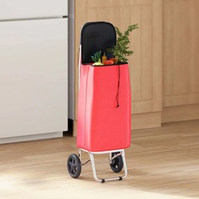 Carrinho de Compras vidaXL com Rodas Vermelho 35 L
