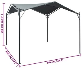 Gazebo tenda com toldo 3x3 m aço antracite