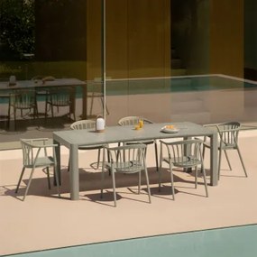 Conjunto De Mesa Retangular Arnadine (180x100 Cm) E 6 Cadeiras De Jardim Ivor Verde Laurel - Sklum