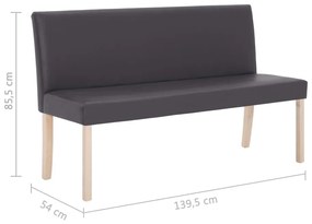 Banco 139,5 cm couro artificial cinzento