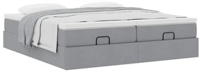 Estrutura de cama otomana com colchões tecido cinzento claro