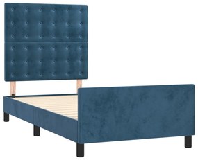 Estrutura de cama sem colchão 100x200 cm veludo azul-escuro