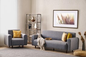 Conjunto de Sofás Noya – Cinzento – 3 Lugares: 220x87x70 cm, 1 Lugar: