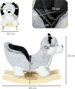 Baloiço com Forma de Cão Husky para Crianças entre 18-36 Meses Baloiço