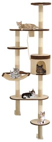 vidaXL Árvore p/ gatos parede arranhadores sisal 194 cm bege/castanho