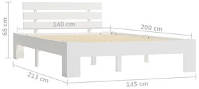 Estrutura de cama com cabeceira 140x200 cm pinho maciço branco