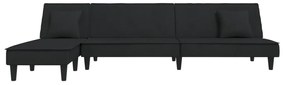 Sofá-cama em forma de L 255x140x70 cm veludo preto