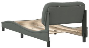 Estrutura de cama c/ cabeceira tecido 90x190 cm cinza-escuro