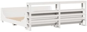 Cama sem colchão 200x200 cm madeira de pinho maciça branco
