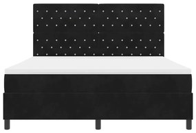 Cama Box Spring com Colchão &amp; LED Preto 180x200 cm Veludo