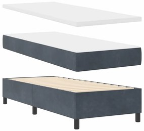 Cama Box com Colchão &amp; LED Cinza Escuro 80x200 cm Veludo