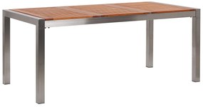 Conjunto de mesa com tampo em madeira de eucalipto 180 x 90 cm e 6 cadeiras brancas GROSSETO Beliani