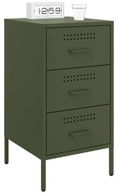 Mesas de cabeceira 2 pcs 36x39x68 cm aço verde-azeitona