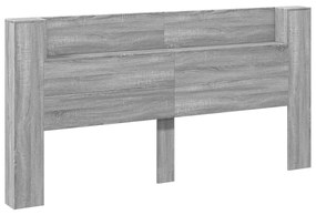 Armário de cabeceira c/ luzes LED 200x16,5x103,5cm cinza sonoma