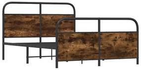 Estrutura de cama sem colchão 140x190 cm metal carvalho fumado