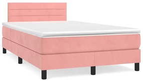 Cama boxspring com colchão 120x190 cm veludo rosa