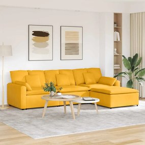vidaXL Sofá modular com pufes e almofadas amarelo-claro