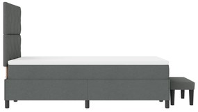 Cama Box Spring com Colchão e Banco Cinza Escuro 120x190 cm Tecido