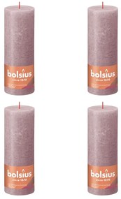 Bolsius Velas rústicas cilíndricas Shine 4pcs 190x68mm rosa cinza