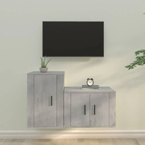 vidaXL 2 pcs conjunto móveis de TV derivados de madeira cinza cimento