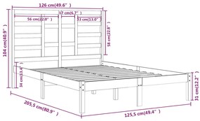 Estrutura de cama 120x200 cm madeira maciça branco