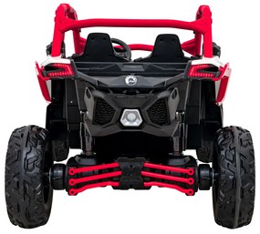 Carro elétrico para Crianças 24V 4x200W 2 Lugares, Buggy Can-Am Maverick Turbo RR Rodas de EVA, Assento de couro Vermelho