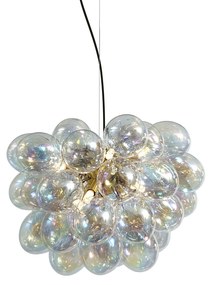 Candeeiro suspenso Art Déco dourado com vidro arco-íris 50cm 8-luzes - Uvas Art Deco