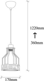 Candeeiro Fiko – Preto – 17 cm de Diâmetro, Altura Ajustável até 127 c