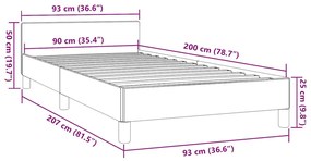 Estrutura de cama sem colchão 90x200 cm tecido castanho-escuro