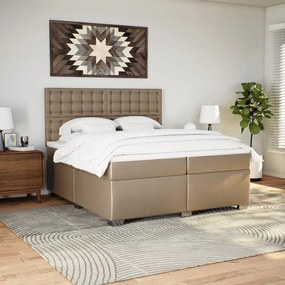 Cama com molas/colchão 200x200 cm couro artificial cappuccino