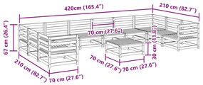 11 pcs conjunto sofás de jardim madeira de pinho castanho mel
