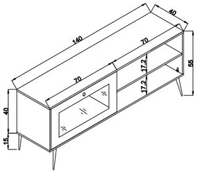 Móvel TV Wire 140 – Carvalho – 138 cm x 55 cm x 41 cm