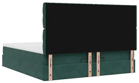 Estrutura de cama otomana com colchão verde escuro veludo