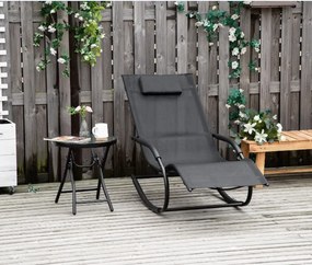 Cadeira de baloiço ergonómica com encosto, braços em metal galvanizado e tecido Textilene, 62 x 150