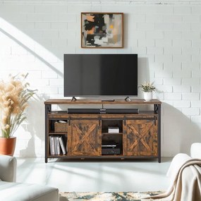 Móvel TV estilo casa de campo 40 x 147 x 76 cm Castanho Vintage -preto