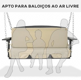 Almofada para Baloiço de 2 Peças Almofada para Baloiço de Assento e Encosto Acolchoado 130x45x5 cm Bege