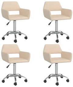 vidaXL Cadeiras de jantar giratórias 4 pcs tecido cor creme