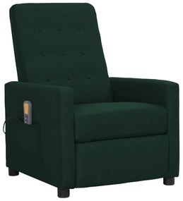 vidaXL Poltrona de massagens tecido verde-escuro