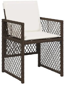 Conjunto de Jantar de Jardim vidaXL 5 Peças com Almofadas Castanho Vim